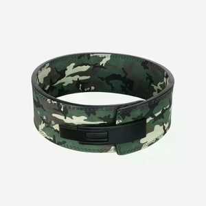 Ceinture de musculation en cuir à motif vert avec levier de réglage rapide et boucle en acier pour maintien sécurisé de la taille - Product Image 3