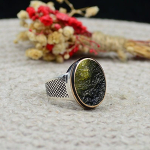Minimalist Raw Moldavite <b>Ring</b> Men's Jewelry | Sterling <b>Silver</b> Crystal <b>Ring</b> | Certified Genuine Boho <b>Statement</b> Gift | 2026 - Product Image 3