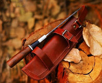 Couteau de chasse artisanal en acier Damas à pointe tombante avec manche en bois, outil multifonctionnel pour l'extérieur, personnalisable DIY et OEM