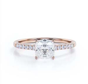 Anillo de Compromiso Vintage con Moissanita de Corte Cojín de 1.1 Quilates, Chapado en Plata con Engaste de Oro, Estilo Antiguo, Lujoso para Novia - Product Image 4