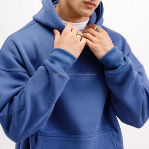 Sweat à capuche en molleton 100% coton pour homme, surdimensionné, lourd, pour l'hiver, personnalisable, motif uni, de haute qualité - Product Image 2