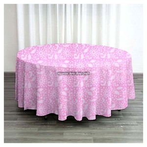 Mantel Redondo de Algodón Tejido con Estampado Floral, Personalizado, Clásico, Lavable, para Uso Doméstico, con Patrón Blanco y Azul - Product Image 2