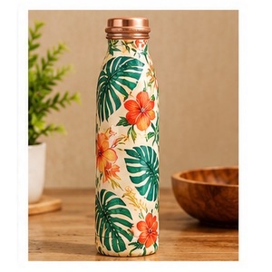 Modern Blue Gold Marble Pattern Copper Water <b>Bottle</b> Portable Travel <b>Thermos</b> - Product Image 4