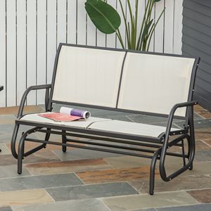 Dondolo da Veranda Beige a 2 Posti con Telaio in Acciaio e Tessuto Confortevole - Product Image 2