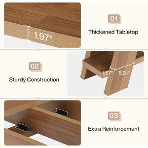 Tavolino da divano in legno a 3 livelli extra lungo da 180 cm con spazio contenitore per il retro del divano, accessorio consolle - Product Image 3