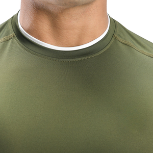 Chemise de compression athlétique olive pour homme, respirante, à séchage rapide, extensible, à manches courtes, pour l'entraînement en salle de sport, haut de sport - Product Image 6