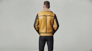 Veste en peau de mouton pour homme, hiver, décontractée, col en fourrure, vêtement d'extérieur chaud, fermeture éclair sur le devant, tailles personnalisées, étiquette privée - Product Image 2