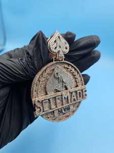 Colgante de Plata 925 con Moissanita y Diamantes, Diseño As de Espadas, Estilo Hip Hop, para Hombre y Mujer, Colgante de Póker Brillante - Product Image 3