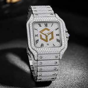 Luxury Stainless Steel Moissanite Diamond Iced Out <b>Watch</b> Men Women Fashion Wristwatch - Product Image 6