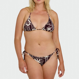 Ensemble de bikini triangle imprimé pour femme, vente en gros, maillot de bain deux pièces perlé à nouer, réglable, pour la plage, OEM - Product Image 2