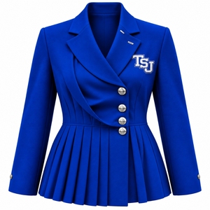 Blazer plisado azul real personalizado para mujer con logo bordado, doble botonadura, chaqueta formal para equipo de hermandad - Product Image 1