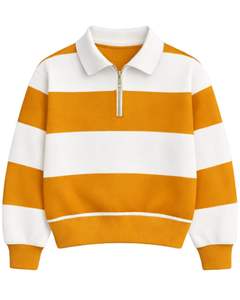 Sudadera Personalizada con Cierre de Cremallera, Rayas Amarillas y Blancas, Cuello Camisero, para Hombre, Estilo Casual, Fabricante OEM - Product Image 1