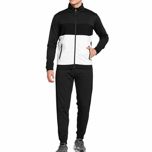 ชุดวอร์มผู้ชายสีดำขาว คอตั้ง แขนยาว ซิปด้านหน้า มีกระเป๋าข้าง ระบายอากาศได้ดี ทรงปกติ เหมาะสำหรับใส่ในฤดูใบไม้ร่วง - Product Image 1