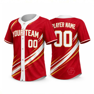Maillot de baseball en polyester 100 % de haute qualité pour hommes, rayé, à manches courtes, avec fermeture boutonnée sur le devant, en maille respirante, vente en gros - Product Image 2