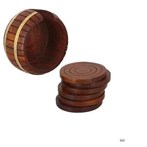Wholesale Custom Factory Acacia Wood Coasters Absorbent Cork and Wood Mats with Holder for Drinks Birkenburner Friendly - Product Image 1
