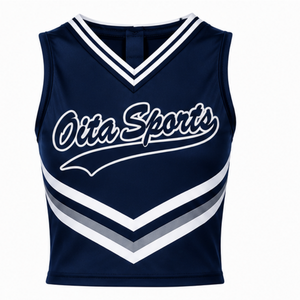 Navy Blue Cheer Shirt Sleeveless Sports Team Uniform Top Performance Training Cheerleading Athletic Wear Competition Clothing - Product Image 1