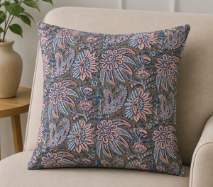 Boho Luxury Square Cotton Printed Indian Floral Handmade Cushion <b>Cover</b> <b>for</b> <b>Sofa</b> and Throw Pillow Home Decor - Product Image 4