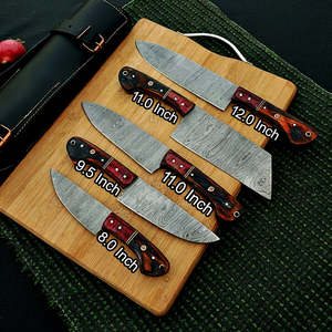 Ensemble de couteaux de chef en acier damas de haute qualité, 5 pièces, fabriqués à la main, manche personnalisé de 8 pouces, passe au lave-vaisselle, design moderne pour la cuisine - Product Image 4
