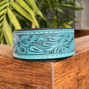 New Luxury Designer Personalized Hand Tooled Leather <b>Dog</b> <b>Collars</b> High Quality Genuine Leather Adjustable <b>Dog</b> <b>Collars</b> for Puppy - Product Image 3