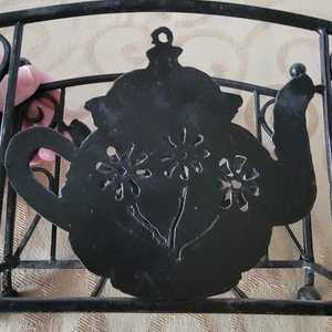 Vintage Metal Teapot Letter Holder/Napkin Holder Scroll Design Double Sided Unique Office/<b>Kitchen</b> Decor Collectible Interior - Product Image 5