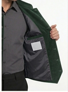 Men's Corduroy <b>Vest</b> Mandarin Collar Button Closure Full <b>Sleeve</b> - Product Image 3