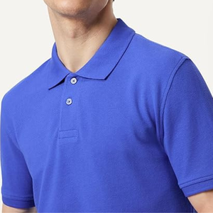 เสื้อโปโลชาย Essentials แขนสั้น ทรงเข้ารูป ผ้าคอตตอนปิเก้ สีน้ำเงิน ไซส์ใหญ่ ผลิตโดยผู้ผลิตผ้าในบังกลาเทศ - Product Image 1