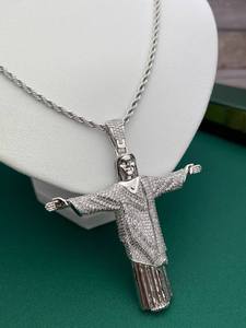 Iced Out Jesus Christ Silver 925 Pendant Moissanite Rhodium Plated Necklace Unisex Religious Jewelry - Product Image 3