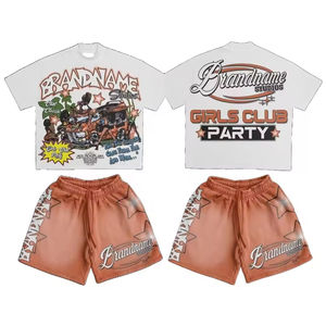 Ensemble T-shirt et short pour homme, design de logo personnalisé, été, haute qualité, tissu respirant et à séchage rapide en polyester/coton, service OEM - Product Image 3