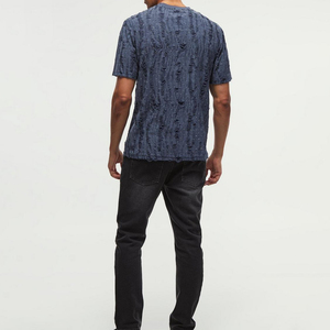 T-shirts vintage personnalisés avec logo pour hommes, coupe classique, 100 % coton tricoté, design uni, prix de gros - Product Image 3
