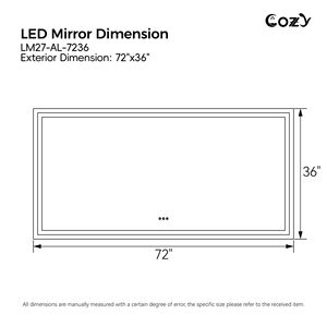 Specchio LED Moderno da Bagno 36 Pollici, Cornice Quadrata in Alluminio, Alimentato a Batteria, Funzioni Smart per Salone e Bagno - Product Image 2