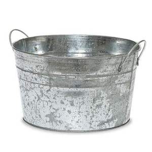 Maceta galvanizada de gran tamaño para decoración de plantas en interiores y exteriores con diseño rústico vintage estilo granja. - Product Image 4