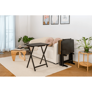 XL Oversized <b>Folding</b> <b>Tray</b> <b>Table</b> Set of 4 with Rack Black Dining Room Furniture - Product Image 4
