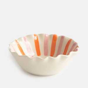 Handmade Ceramic Serving Bowl Round Speckled Glaze Bohemian Style Handpainted Dishes - Product Image 4