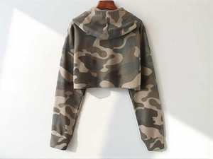 Cotton Oversized Heavyweight Cropped Hoodie Drop Shoulder 100% Cotton Hoodie Custom Logo Terry Pullover Camo Hoodies for ladies - Product Image 3