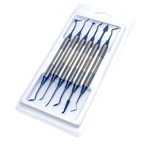 Kit de 6 instruments manuels pour la pose de composite dentaire, pointes en titane bleu, outils de restauration en acier inoxydable - Product Image 6