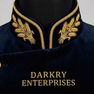 Service de Fabrication Sur Mesure de Régalia de Luxe en Velours Bleu Royal avec Broderie Artisanale en Lingots d'Or et Col Montant - Product Image 6