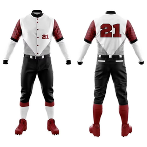 Maillot de baseball personnalisé pour homme, blanc et rouge, manches longues, boutons sur le devant, numéro d'équipe brodé 21, vêtements respirants pour toutes les saisons - Product Image 6
