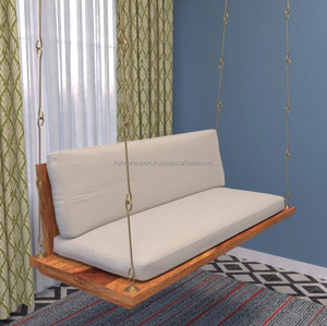 Elegante Columpio de Madera Europeo de Lujo Moderno, Cojín Impermeable, Asientos de Jardín para Exteriores, 3 Plazas, Uso en Escuelas y Hospitales - Product Image 4