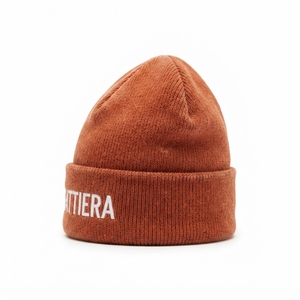 Custom Rust Orange Rib Knit Cuffed Beanie <b>Hat</b> <b>Winter</b> Warm Skull Cap With Custom Logo - Product Image 2