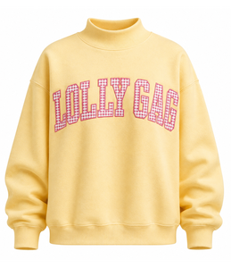 เสื้อสเวตเตอร์คอเต่าพิมพ์ลายตัวอักษรสีชมพู Lollygag สำหรับผู้หญิง ทรงโอเวอร์ไซส์ ผ้าฝ้ายถัก สไตล์ลำลองสำหรับฤดูใบไม้ร่วง - Product Image 1
