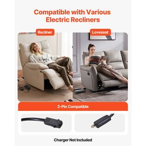 Batterie rechargeable pour fauteuil inclinable 2500 mAh, universelle, 2 broches, affichage LED, tension nominale 12 V, pour meubles inclinables - Product Image 6