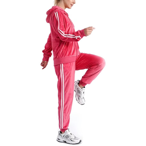 Survêtement sportif léger et chaud pour femme, col en V, cordon de serrage, doublure polaire, polyester/coton, flanelle épaisse, automne - Product Image 3