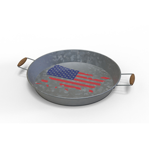 Plateau de service galvanisé God Bless America avec poignées, plateau décoratif rustique de style farmhouse, plateaux en métal pour la cuisine - Product Image 5