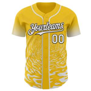 Professional Custom Sublimated Baseball Jersey Yellow Camouflage Pattern Short Sleeve Unisex Adult Breathable Team Apparel - Product Image 2