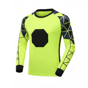 Camiseta de Portero de Fútbol Unisex de Manga Larga, Cuello en V, Estampado Geométrico por Transferencia de Calor, Poliéster que Absorbe la Humedad, Corte Regular para Adultos - Product Image 1