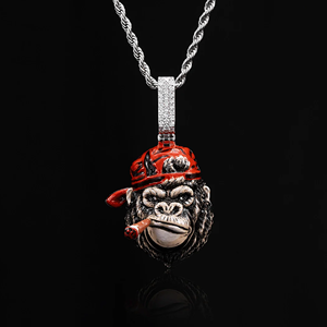 Premium Custom Children's Rhodium Plated Iced Moissanite Pendant - Product Image 3