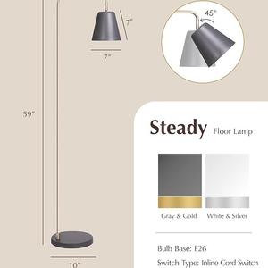 Lampadaire trépied nordique avec abat-jour gris pour un appartement et une maison chaleureux - Product Image 1