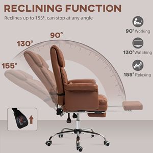 Sedia da Ufficio Ergonomica in Pelle PU Marrone con Poggiapiedi, Supporto Lombare e Rotazione, Sedia Direzionale per Ufficio - Product Image 6