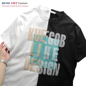 Camiseta de algodón unisex de verano 100% con logotipo personalizado estampado de talla grande cuello falso patrón sólido de punto camiseta en blanco para hombres - Product Image 2