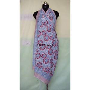 Pareos de algodón hechos a mano en India, informales, de verano, con estampado digital étnico de rombos, de color liso, transpirables, para uso diario y como prendas de cobertura. - Product Image 2